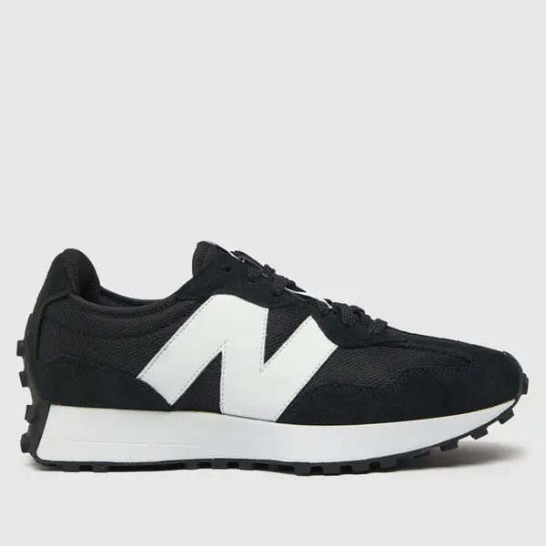 Image of New Balance Black With White 327 Trainers Black Male 10 199470UK