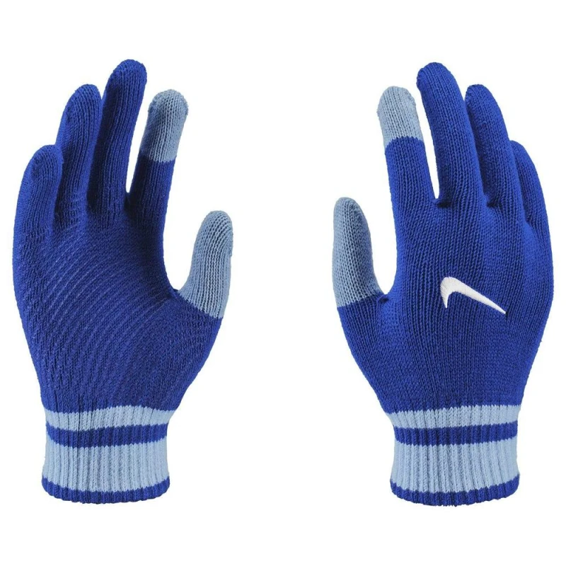Image of Nike Mens Y Gripped Knitted Gloves in Blue Size: Medium Blue Male M