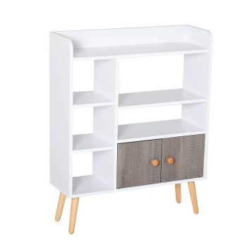 Image of HOMCOM Multi-Shelf Modern Bookcase Freestanding Storage w/ Cabinet 6 Shelves Wood Legs Home Office Display Furniture Stylish White AOSOM UK