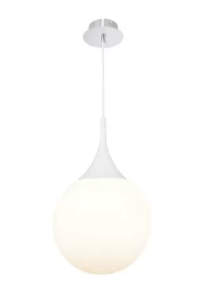 Image of Dewdrop Globe Ceiling Pendant Lamp White, 1 Light, E27