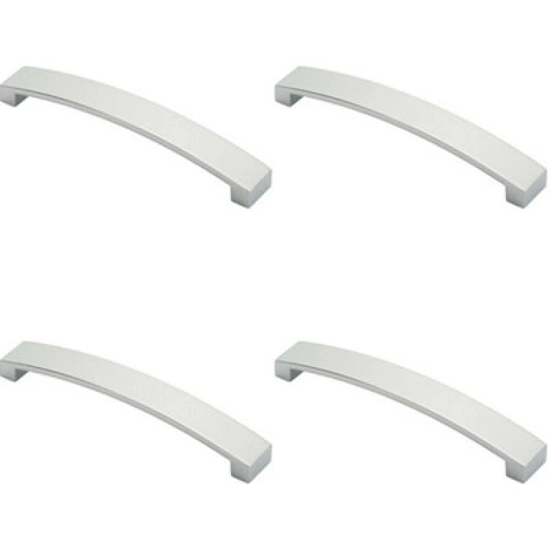 Image of Loops 4x Flat Curved Bow Pull Handle 172 x 25mm 160mm Fixing Centres Polished Chrome Multi unisex