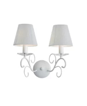 Image of PERLA 2 Light Wall Lamp with Shade White, K9 Crystals 35x35cm
