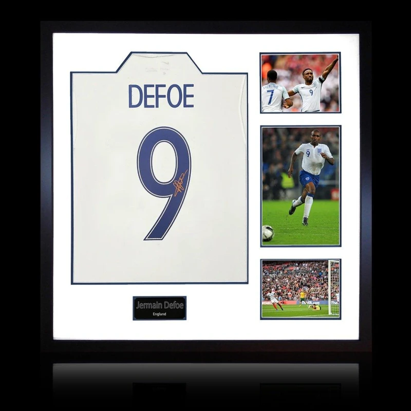 Image of The Fan Cave Jermain Defoe Signed England Shirt Elite Frame White unisex 820mm x 82
