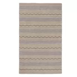 Image of Hug Rug Woven Rustic Stripe Rug Natural and Brown 80 x 150cm
