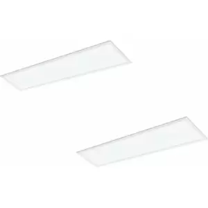 Image of Loops - 2 pack Flush Ceiling Panel Light White Rectangle Tile 40W Built in LED 4000K