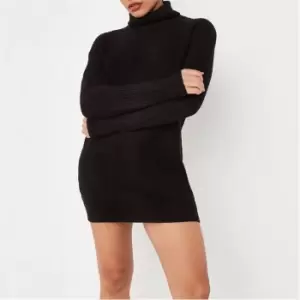 Image of Missguided Recycled Roll Neck Basic Dress - Black