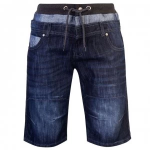 Image of No Fear Double Waist Shorts Mens - Dark Wash
