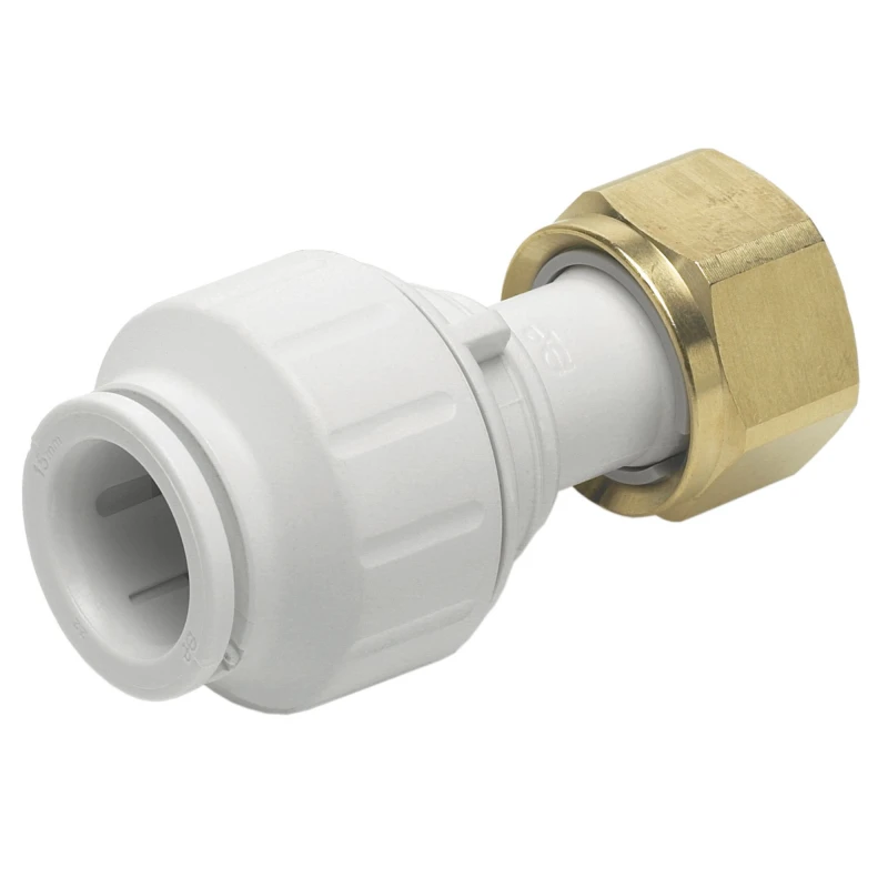 Image of JOHN GUEST SPEEDFIT John Guest Speedfit - Straight Tap Connector 15mm x 1/2' (Pack of 5) 606160