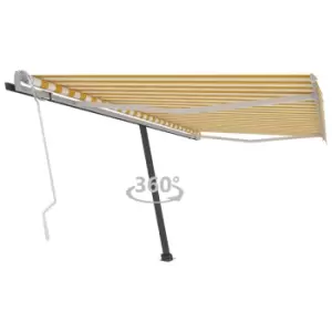 Image of Vidaxl Freestanding Manual Retractable Awning 450X350 Cm Yellow/White