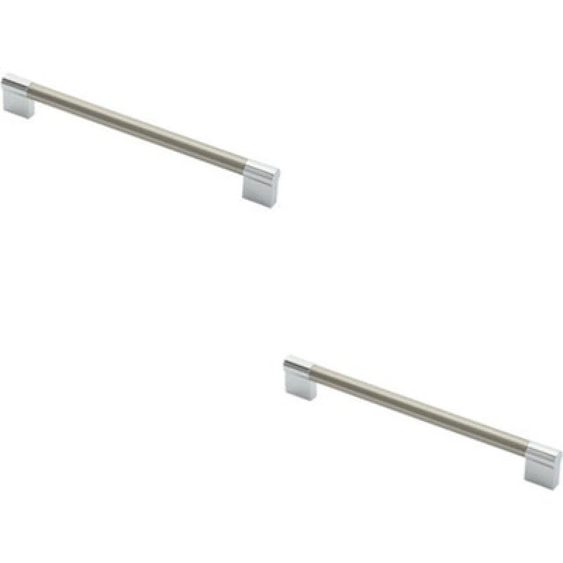 Image of Loops 2x Keyhole Bar Pull Handle 236 x 14mm 224mm Fixing Centres Satin Nickel & Chrome Metallics unisex