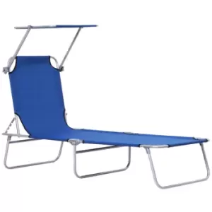 Image of Outsunny Folding Chair Sun Lounger With Sunshade Garden Recliner Hammock - Blue