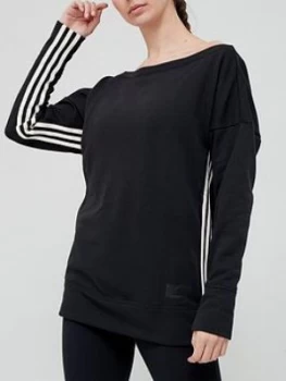 Image of Adidas Recycled Cotton Sweat Top - Black