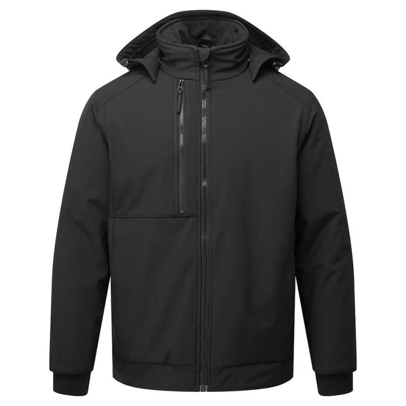 Image of Portwest Mens Padded 2 Layer Soft Shell Jacket in Black Size: Small Black Male S