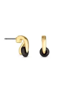 Image of Gold Plated Jet Cubic Zirconia Round Drop Earrings