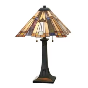 Image of Inglenook 2 Light Tiffany Table Lamp Bronze, E27