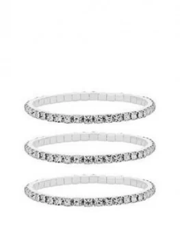 Image of Mood Silver Plated Crystal Stretch Bracelets Pack Of 3