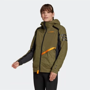 Image of adidas Terrex Utilitas Rain Jacket Womens - Focus Olive / Black
