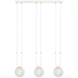 Image of Emibig Glam White Globe Bar Pendant Ceiling Light with Clear Glass Shades, 3x E14