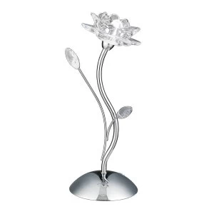 Image of 1 Light Flower Design Table Lamp Chrome and Glass, G9