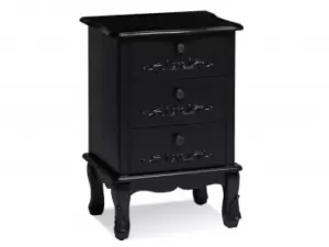 Image of LPD Antoinette Black 3 Drawer Bedside Cabinet Assembled