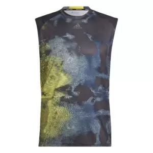 Image of adidas HIIT Allover Print Training Tank Top Mens - Multicolor / Impact Yellow