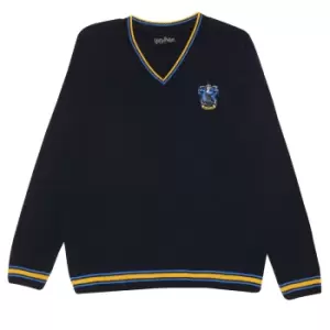 Image of Harry Potter Womens/Ladies Ravenclaw House Knitted Jumper (XL) (Navy)
