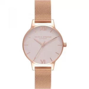 Image of Pink Dials Rose Gold Mesh Watch