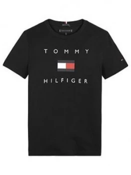 Image of Tommy Hilfiger Boys Short Sleeve Logo T-Shirt - Black, Size 16 Years