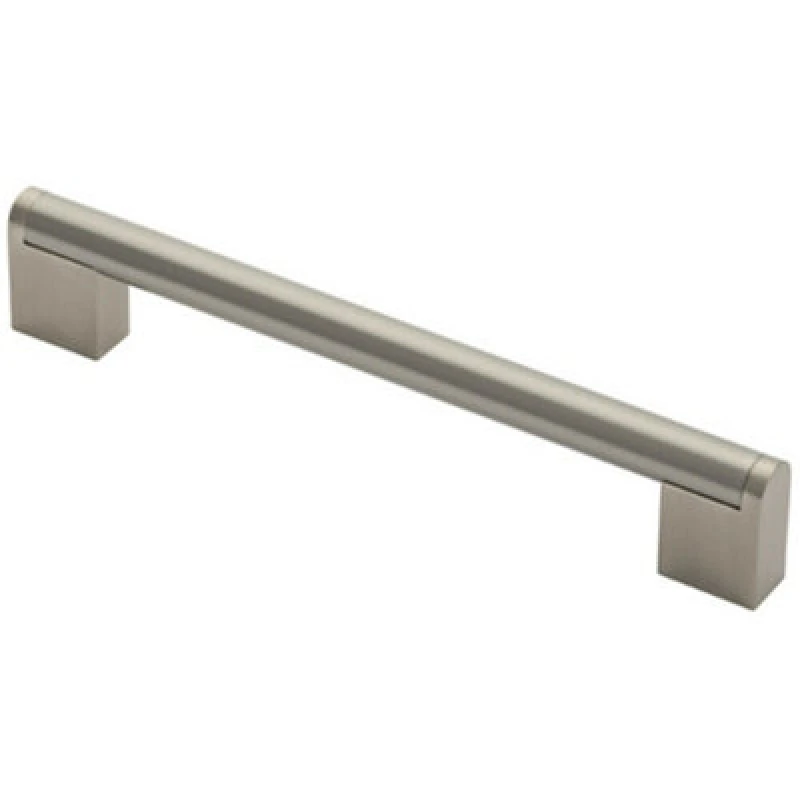 Image of Loops Round Bar Pull Handle 200 x 14mm 160mm Fixing Centres Satin Nickel & Steel Metallics unisex