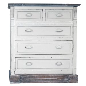Image of Charles Bentley Shabby Chic Vintage French Style 5 Drawer Chest of Drawers