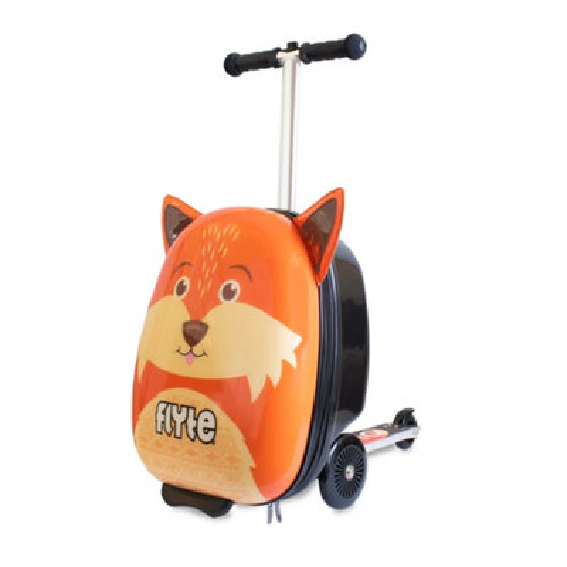 Image of Flyte Scooter Suitcase Folding Kids Luggage - Frazer The Fox, Hardshell, Ride On With Wheels, 2-In-1, 18 Inch, 25 Litre Capacity