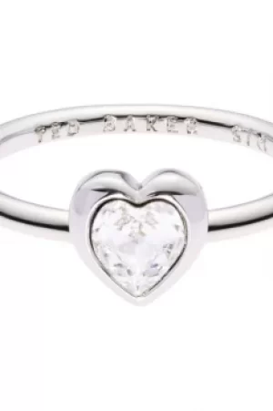 Image of Ted Baker Ladies Silver Plated Crystal Heart Ring Size SM TBJ1683-01-02SM