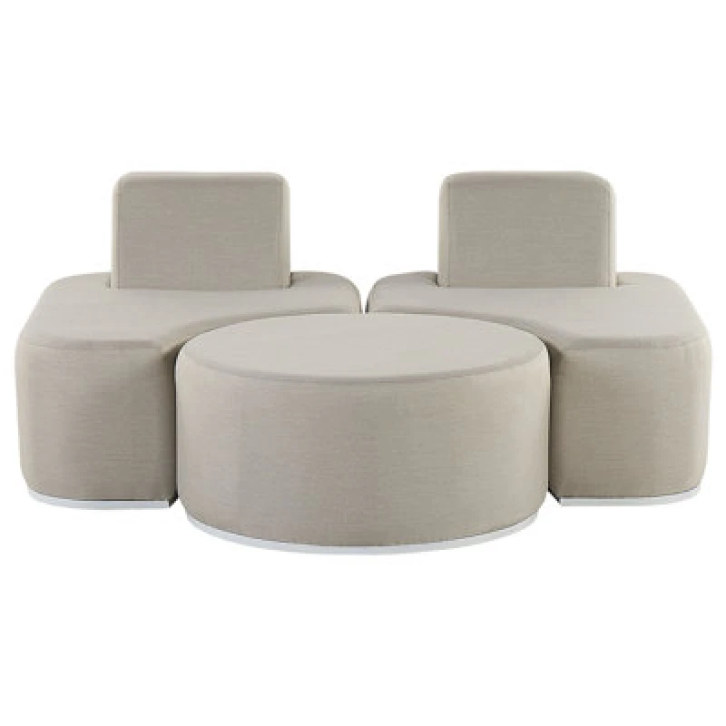 Image of Beliani Garden Lounge Set With Table 2 Seater Fabro Modular Light Grey