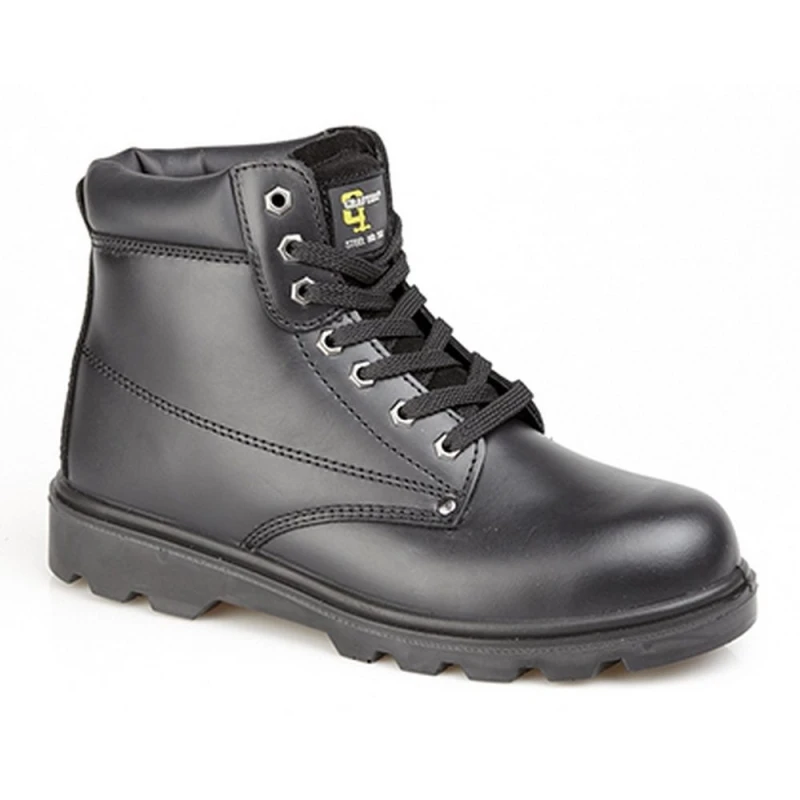 Image of Grafters Mens Padded Leather Safety Boots in Black Size: 4 Black Male 4