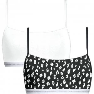 Image of Calvin Klein 2 Pack CK One Cotton Bralettes - BLK/WHT CHEETAH