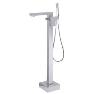 Image of Chrome Freestanding Bath Shower Mixer Tap - Cube