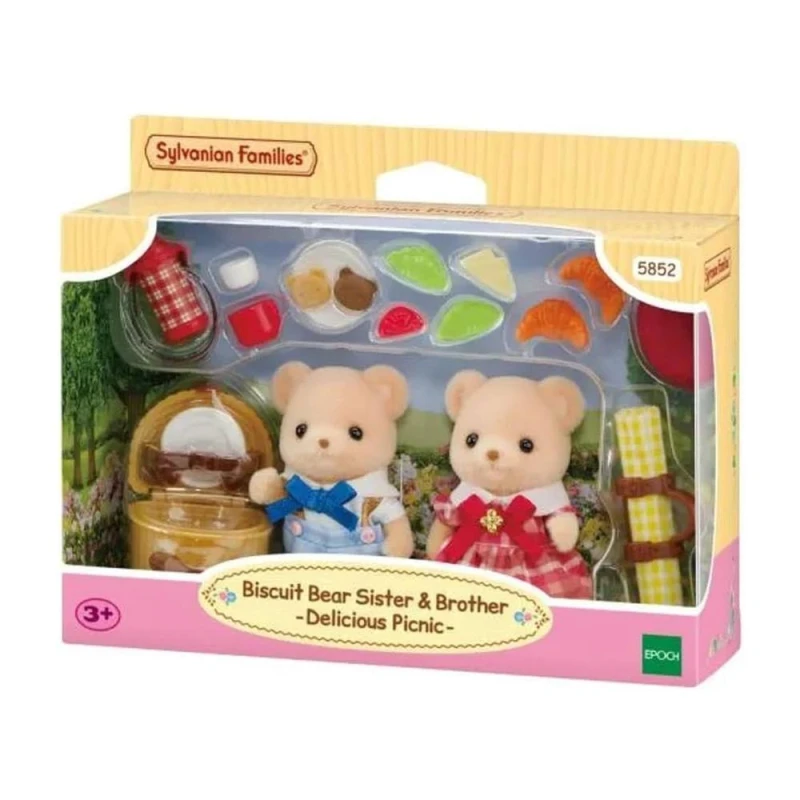 Image of Sylvanian Families Sylvanian Biscuit Bear Sister & Brother Delicious Picnic Multicolor Unisex