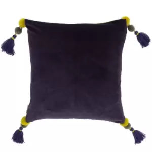 Image of Paoletti Poonam Polyester Filled Cushion Cotton Damson/Lemon Curry
