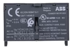 Image of ABB Auxiliary Contact - 1NC + 1NO, 2 Contact, Front Mount, 1 A dc, 3 A ac