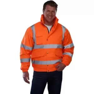 Image of Grafters Unisex Hi-Visibility Waterproof Bomber Jacket (3XL) (Orange) - Orange
