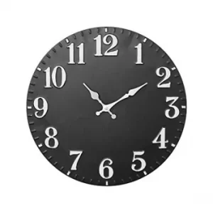 Image of Home Black Metal Wall Clock Silver Hands 40cm