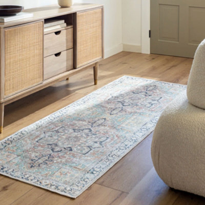 Image of Livabliss Machine Washable Traditionnal Boho Sage Dido Runner Rug 80 X 220 Cm - Easy Care, Non Shedding, Ideal For Hallway Or Beside The Bed