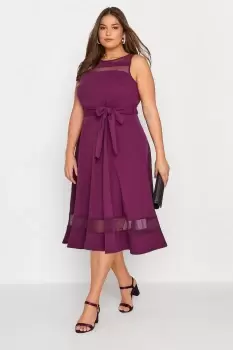 Image of Mesh Panel Sleeveless Skater Dress