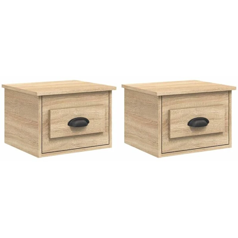 Image of VIDAXL Wall-mounted Bedside Cabinets 2 pcs Sonoma Oak 41.5x36x28cm Vidaxl 8720845792732
