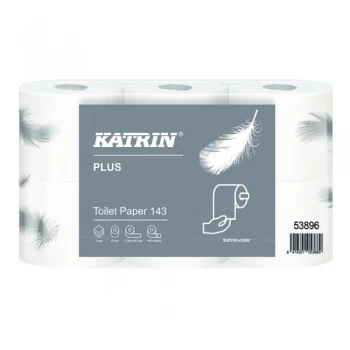 Image of Katrin Plus 3-Ply Toilet Roll 143 Sheets Pack of 48 53896
