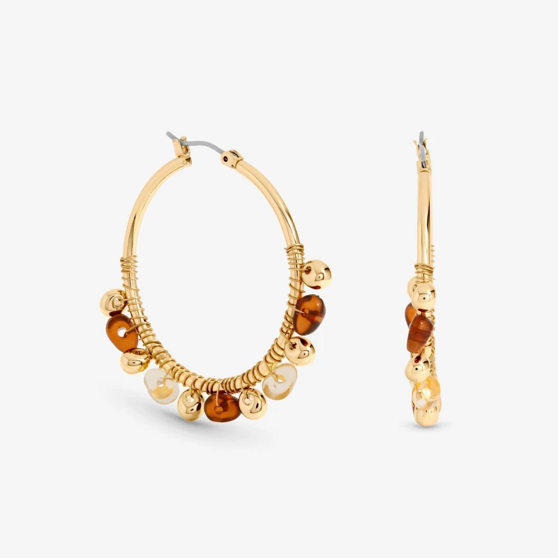Image of Mood Gold Polished and Resin Hoop Earrings Gold female One Size