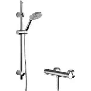Image of Nuie - Binsey Round Thermostatic Bar Shower Valve with Slim Single Function Slider Rail Kit - Chrome