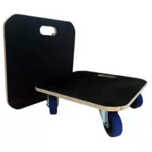 Image of 600kg Heavy-Duty Wooden Dolly with Rubber Platform - 150 x 590 x 590 (H x W x D mm)