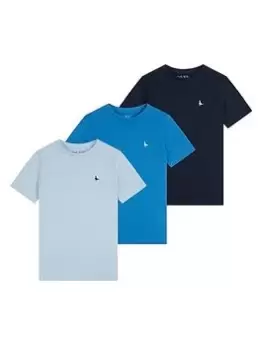 Image of Jack Wills Boys 3 Pack Short Sleeve T-Shirts - High Tide - Multi, Size 5-6 Years