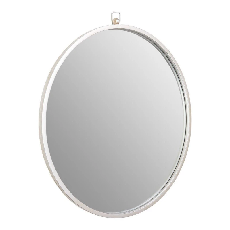 Image of Fifty Five South Jacen Silver Metal Frame Round Wall Mirror Silver unisex One Size